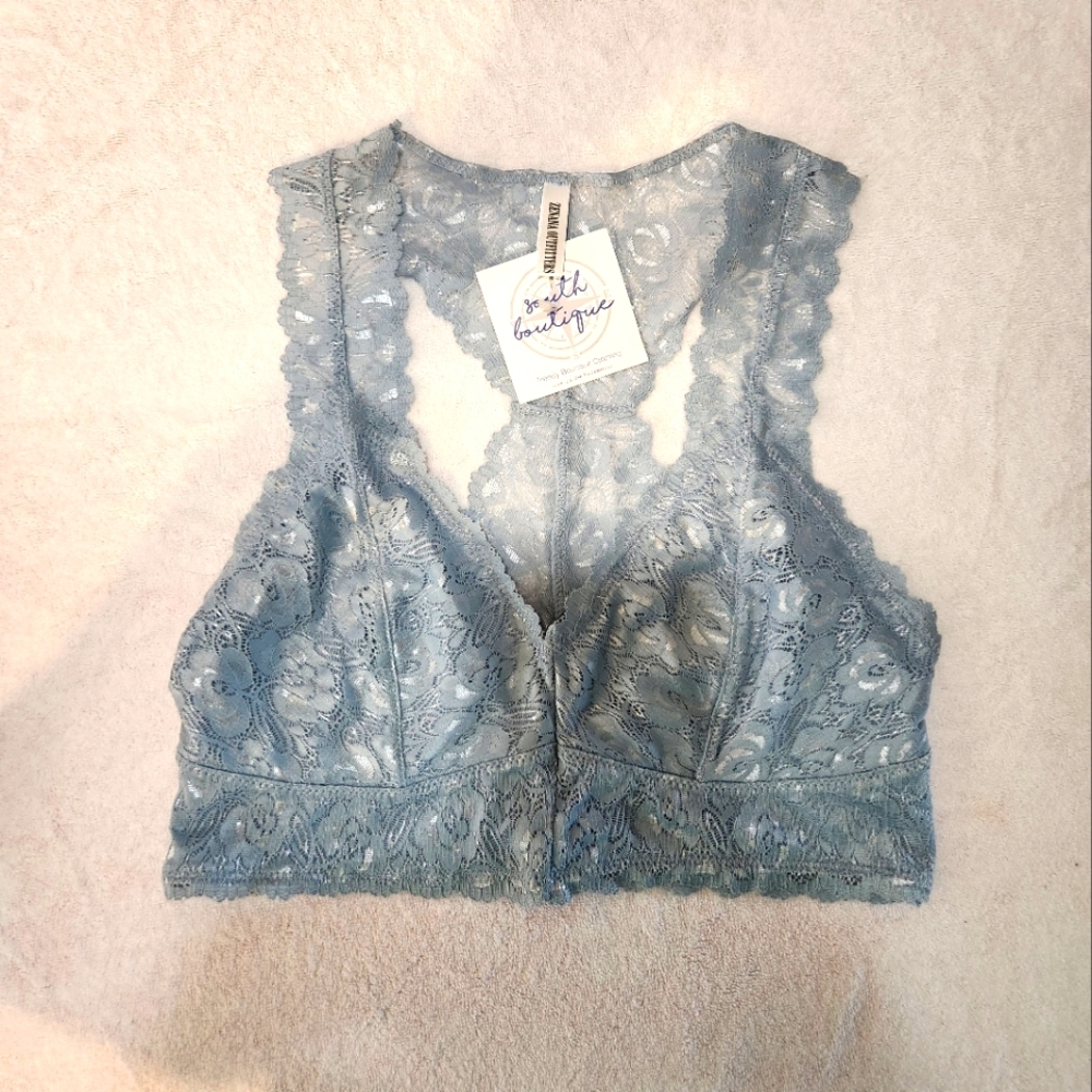 Zenana Outfitters Bralette. Slate Blue. Large